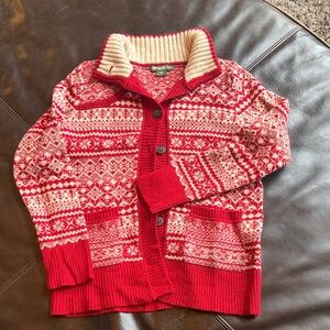 Eddie Bauer Red and Cream Knit Sweater